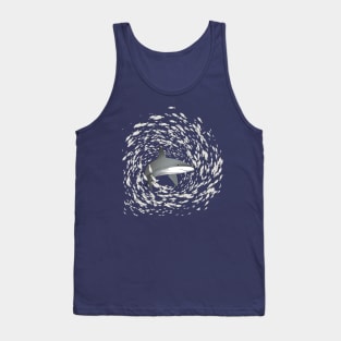 Shark and school of fish Tank Top